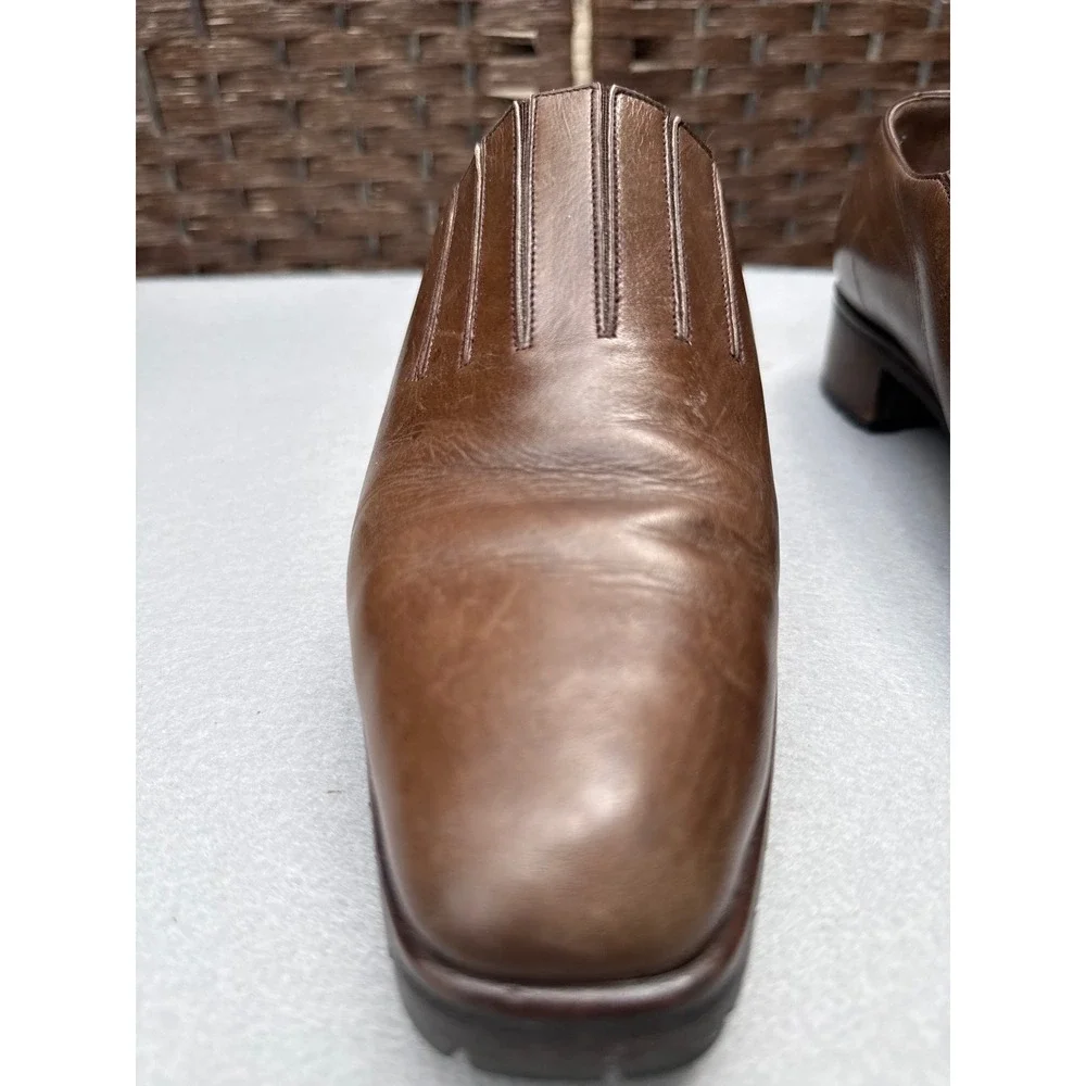 Armando Pollini Loafers Women 37.5 Brown Leather Vibram Lug Sole Made In Italy